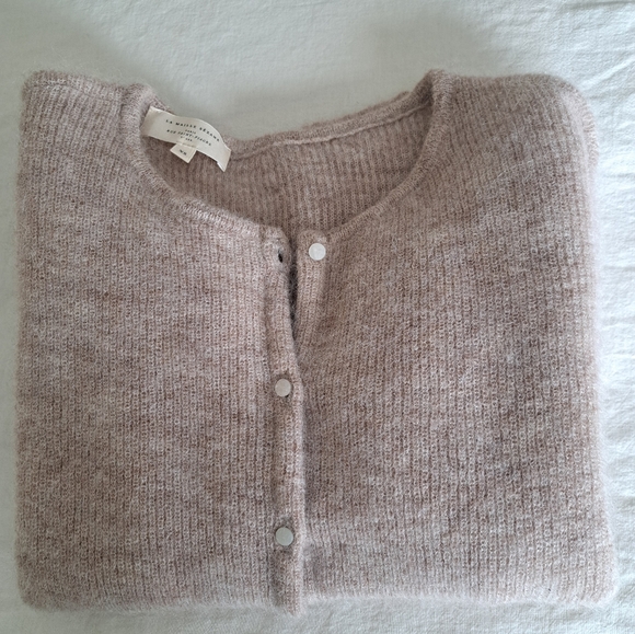 Sezane Gaspard Mohair Oatmeal Crewneck Long Sleeve Button Cardigan XS - Picture 2 of 7